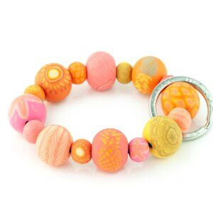 103 JILZARAH Handcrafted Polymer Clay Bead Bracelet Keychain Papaya Punch